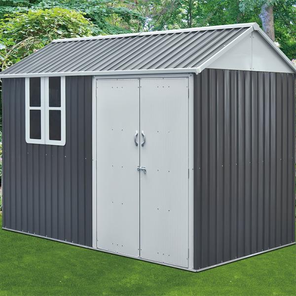 Cheap Anthracite Grey Metal Shed 6x8ft 6x10ft 8x10ft With 2pcs Plastic Door Handle for sale