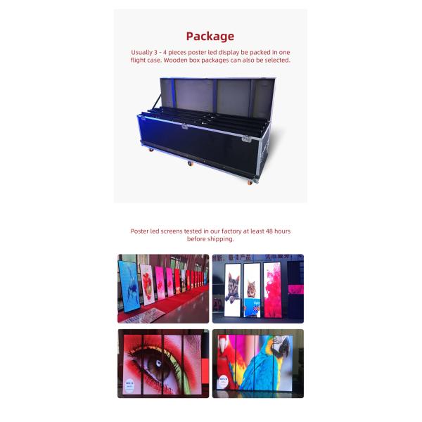 P2.5 LED Poster Display With AC110V/220V Input Voltage Size 640*1920mm 200W Energy Saving