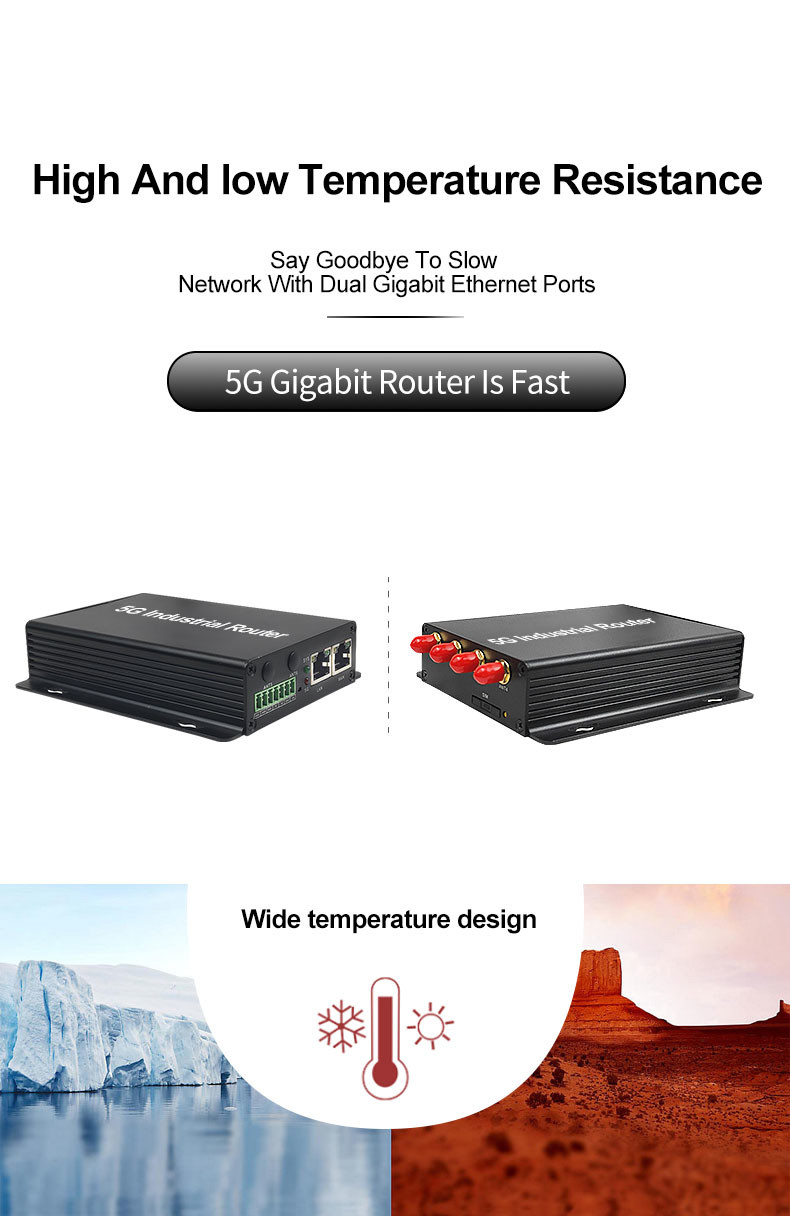 RoHS Black Network 5G Industrial Router 1000Mbps Remote Management