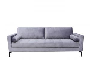 Best Three seater fabric sofa pure sponge padded polyester fiber filled back cushions velvet grey wholesale