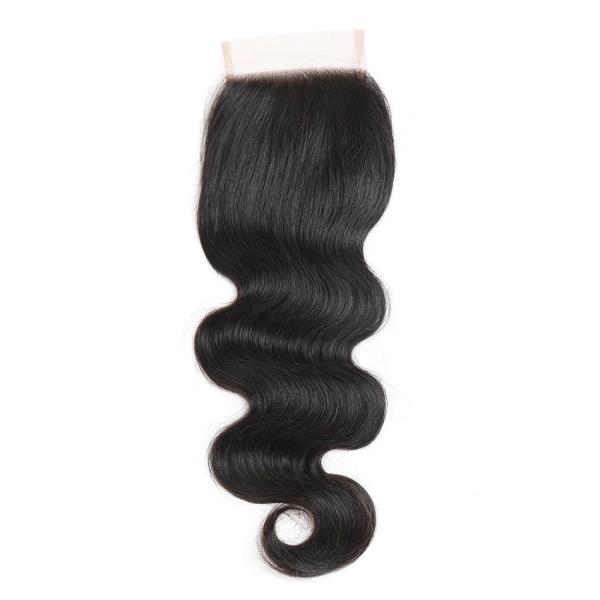 Cheap Brazilian Body Wave Swiss Lace Closure 8" to 20" Natural Black Color Virgin Hair Material for sale
