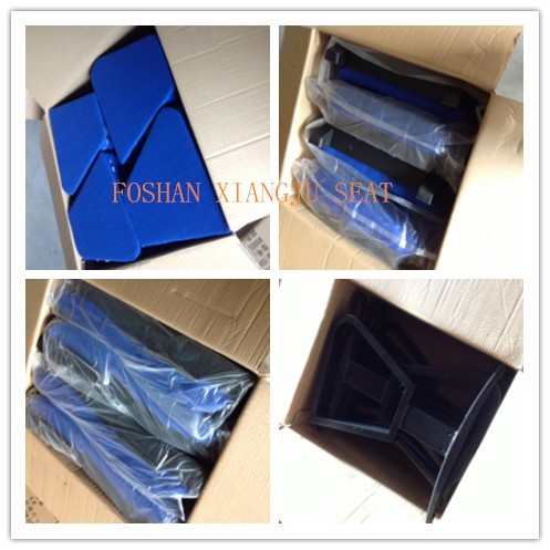 Blue Plastic Seat Cold Steel Frame Folding Chair Set for Lecture Hall