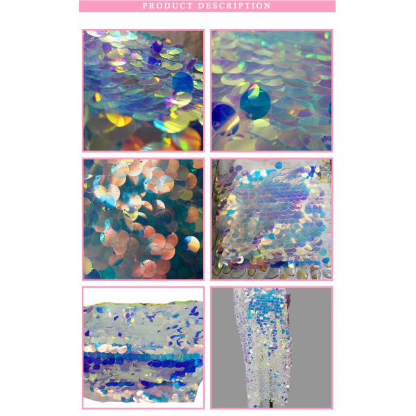 New Design Hot Selling Christmas 40mm Big Large Round Long Multi Color Sequin Fabric