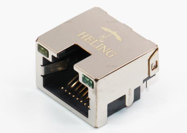 Through Hole PCB Mount RJ45 Jack 8P8C One Port Side Entry Built - In LED