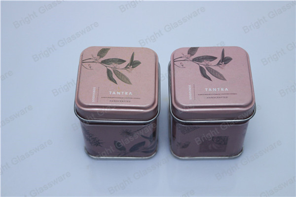 custom small delicate square tinplate jars with lid and logo design