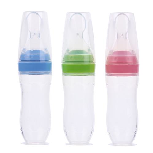 Baby Feeding Bottle With Spoon Suction Flexible Silicon Feeder Dropper Labels Squeeze Bottles For Babie