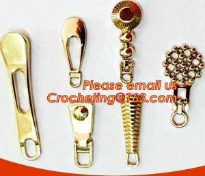 China One side Embossed 3D logo, one side engraved logo gold tone garment/apparel metal zipper pull made in china on sale