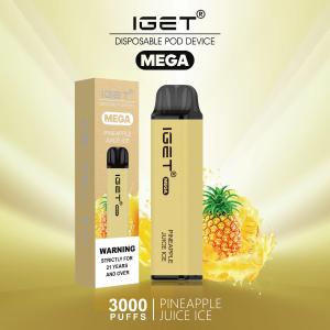 Best MEGA Iget 3000 Puff Colored Vape Smoke , Electronic Custom Vapor Cigarettes wholesale