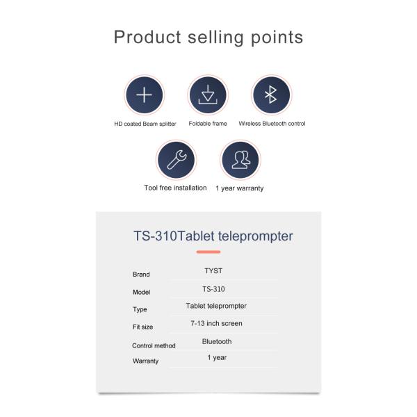 TS310 7-13 Inch Tystvideo Portable Interview Speech Tablet Teleprompter for Live Sports