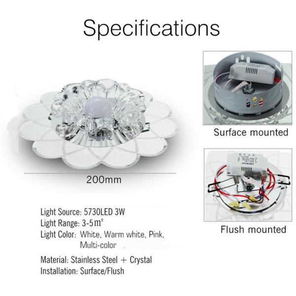 Modern Crystal Corridor Diameter 200mm Mini Colorful LED Ceiling Lamp