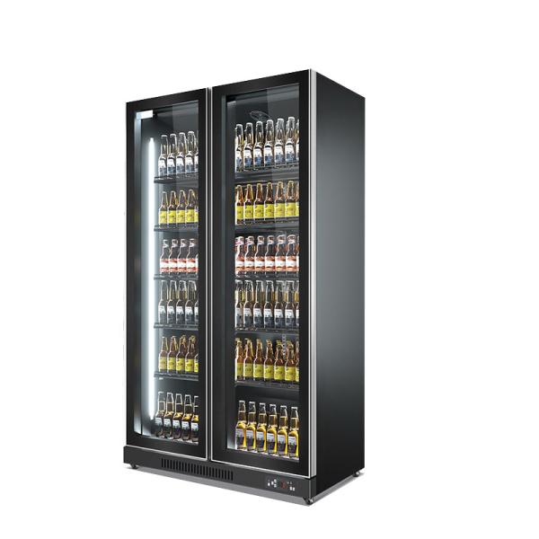 Cheap Commercial Double Glass Door Beer Fridge Supermarket Grocery Energy Drink Bottle Display Cooler for sale