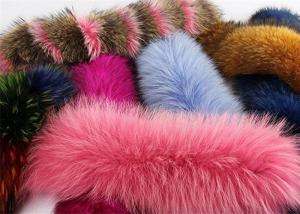 Best 70*20cm Dyed Red Raccoon Fur Collar Fabric Lining With Loops / Buttons wholesale