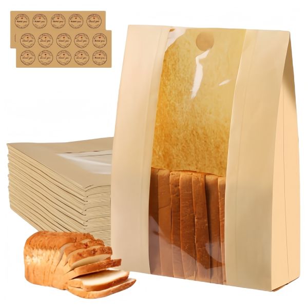 Convenient Kraft Paper Bread Bags Environmentally Friendly Kraft Bread Packaging