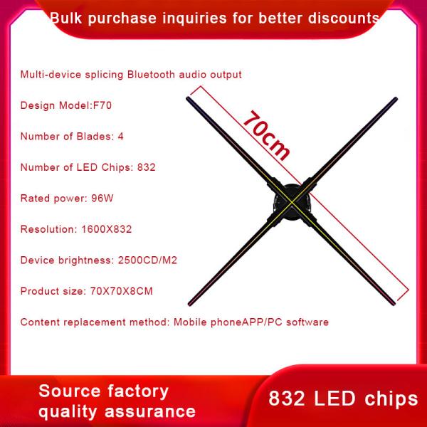 Museum And Educational Institutions Holographic 3D Projection Fan 70CM