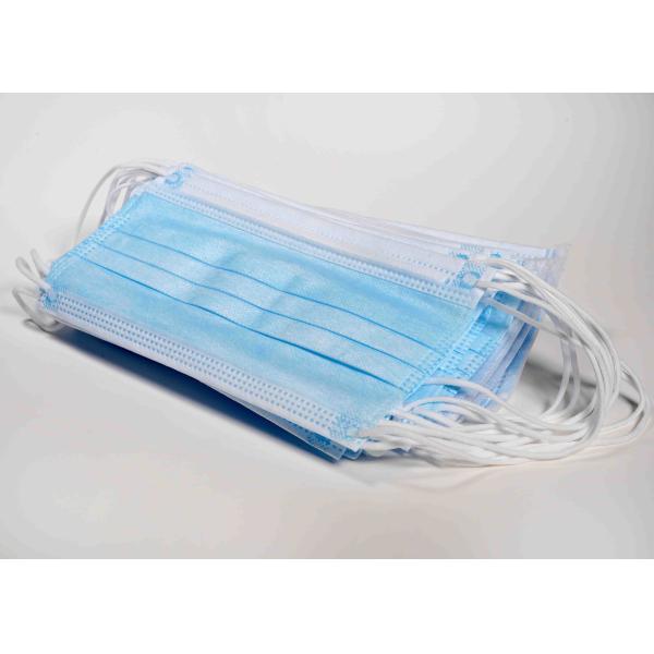 Blue 3Ply Disposable Face Mask / Single Use Face Mask With Elastic Earloop