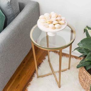 Modern Style Gold Stainless Steel Frame Tempered glass top Coffee Table Side  table End table
