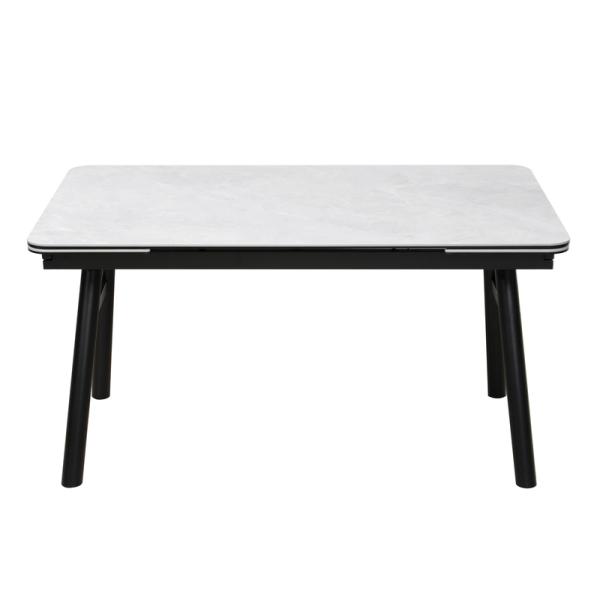 850mm Width Expandable Rectangle Dining Table Extendable Glass Top Dining Table With Iron Base