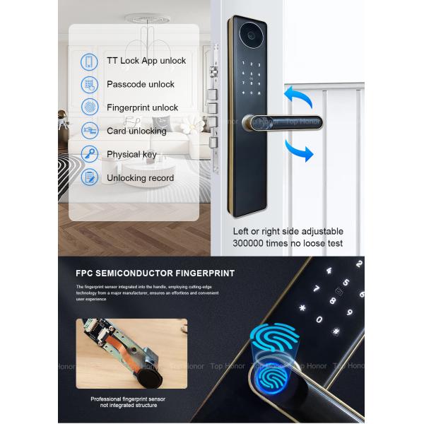 Electronic Front Door Locks with Tuya WiFi Remote Entry Punch Code Keyless Finger Scanner