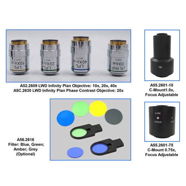 OPTO-EDU Trinocular Inverted Biological Microscope WF10X PlA14.2605 Kohler Illumination