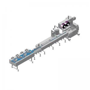 China Fully Automatic Chocolate Bar/Biscuit/Cake Flowing Packing Machine Food Wrapping Machine Line on sale