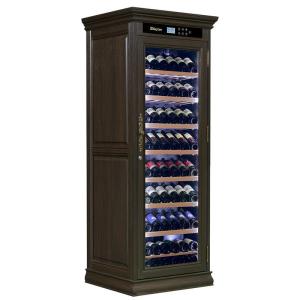 China Custom Wine Cooler Furniture Single Zone Brown Wood Drinks Cabinet on sale