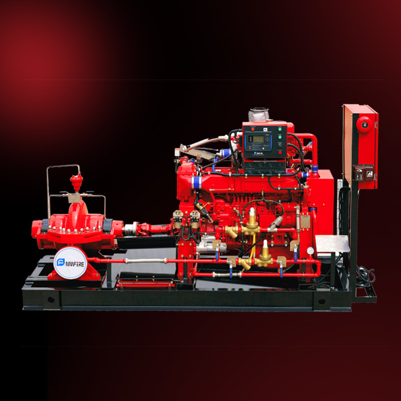 Red High Pressure Fire Fighting Pumps / Hospitals Diesel Fire Pump Package
