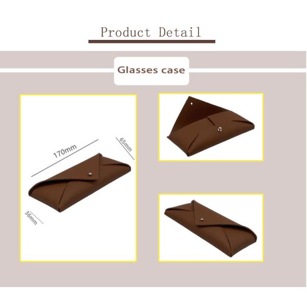 Foldable Fancy Polyurethane Brown Leather Glasses Case Soft Pouch For Men'S