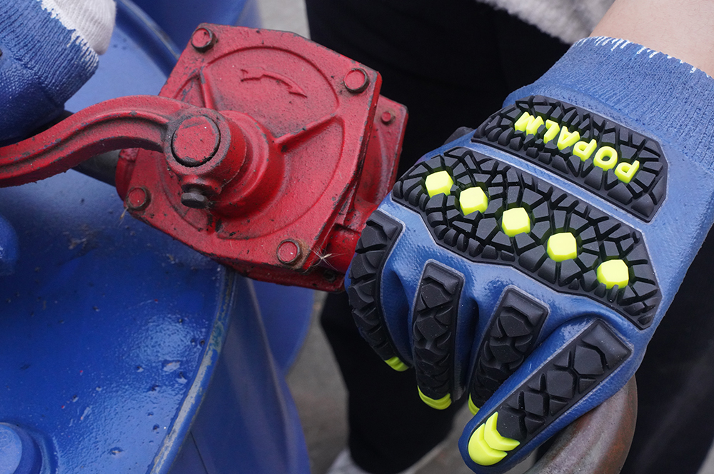 Blue Nitrile Coated Cut Resistant Gloves , Safety Chemical Resistant Impact Gloves OEM ODM