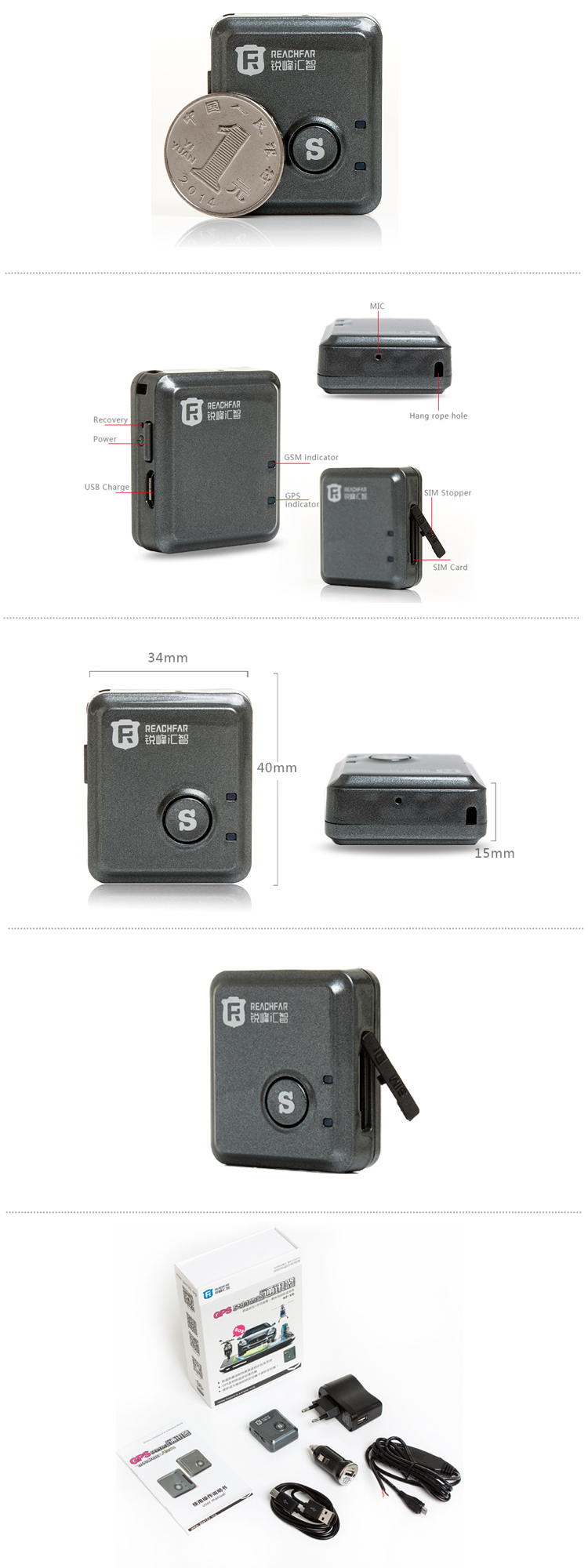 Sos panic button gps tracker with micro sim card for gps vehicle tracking system V8S