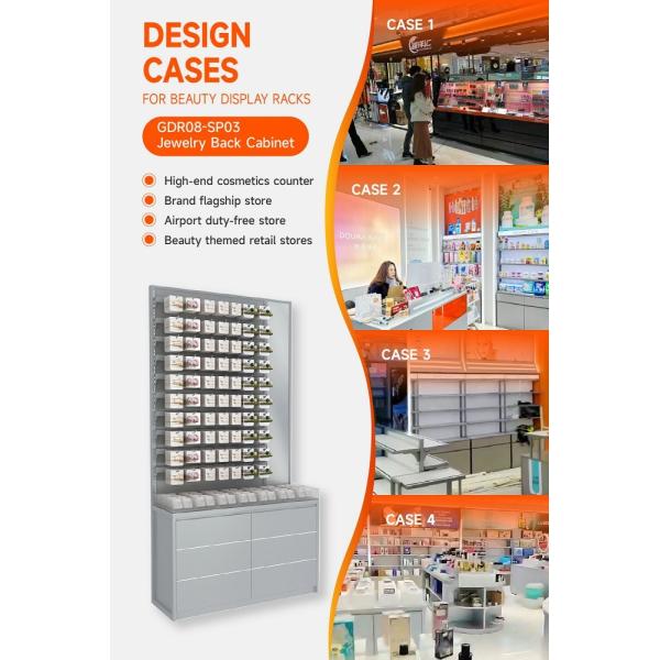 GDR08-SP03 Retail Display Shelf with Hanging Rods and Hooks for Versatile Display Options in Cosmetics Retail Stores