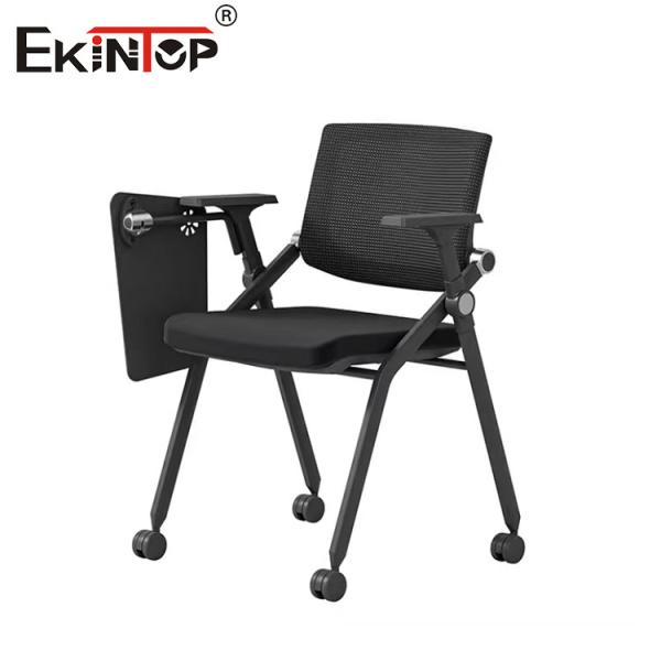 Gray Foldable Training Chairs With Writing Board In Modern Style