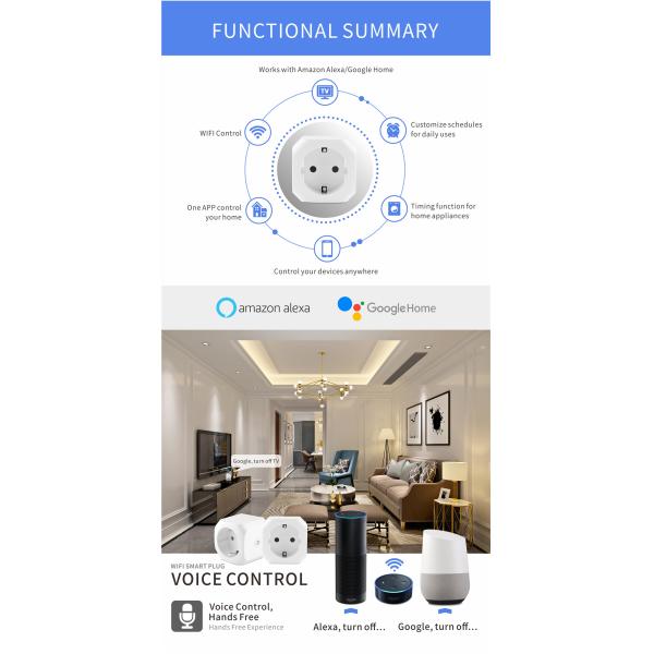 EU Standard (16A) WiFi Smart Plug with Power Metering