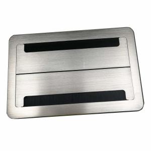 China Brushed Cable Cubby Box , Silver Color Conference Table Connection Box Muti - Outlets on sale