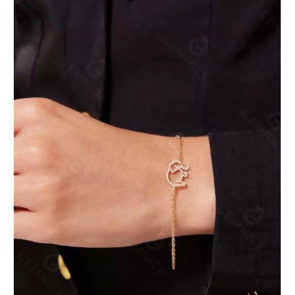 925 Sterling Silver Elephant Bracelet With Micro Insert Technology And White Diamond CZ
