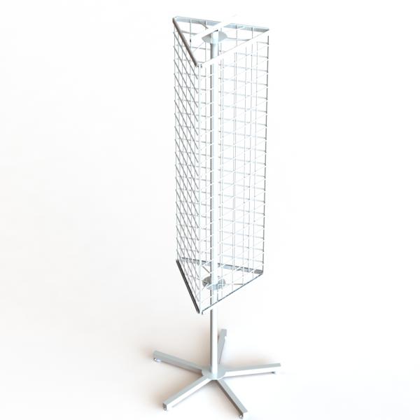 3 Sides Wire Grid Spinner Display Floor Stand With Triangle Shaped Grid Panel