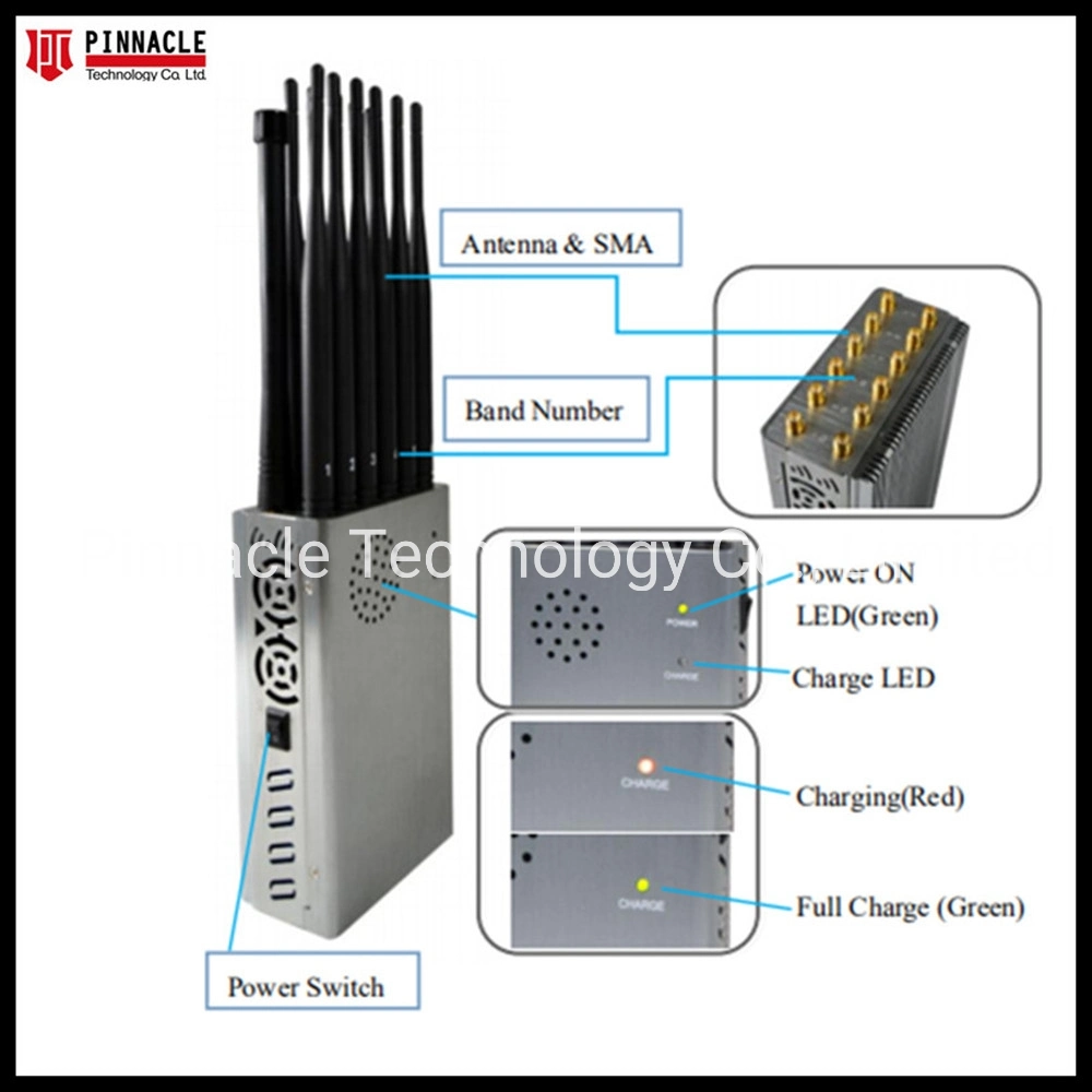 12CH Portable Handheld Jammer for Block All Wireless Signals VHF UHF Remote Control Signals/Radio Signal Jammer 5g Signal