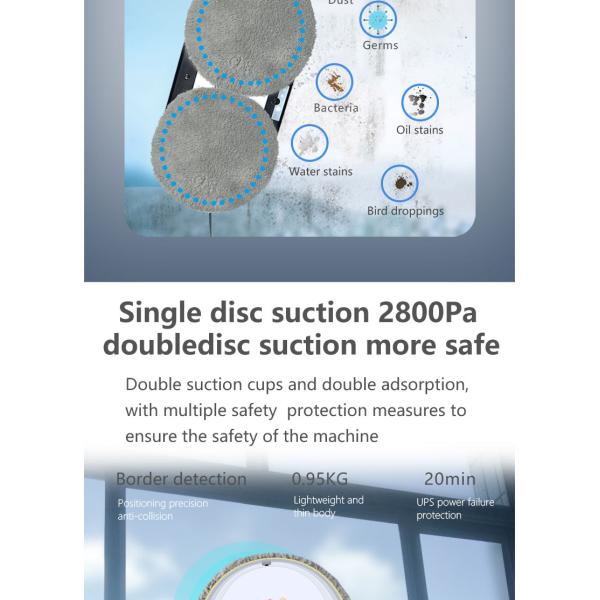 App-Controlled Electric Wet and Dry Window Cleaning Robot with Silk Screen Printing Logo