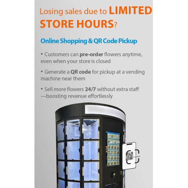 Customized Locker Compartments Smart Flower Dispenser with Built-in Cooling System and QR Code Payment