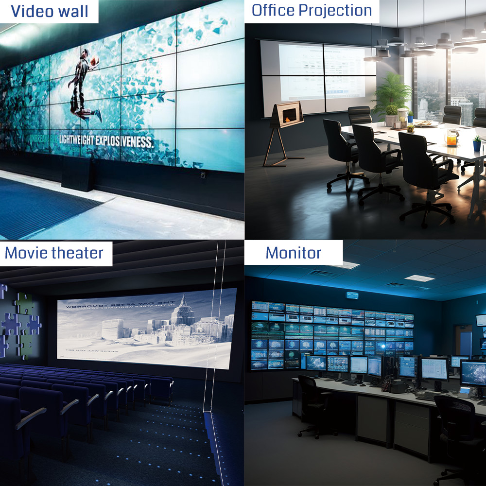 Multi-Screen Flexibility: Supports 1x1, 1xN, Mx1, and MxN configurations (via cascading).Edge fusion
