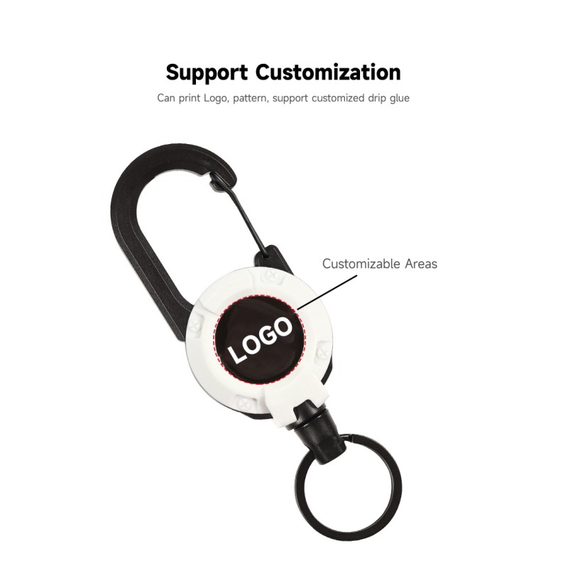 UV Printing Carabiner Retractable Keychain – Custom Logo, 60cm Wire Rope