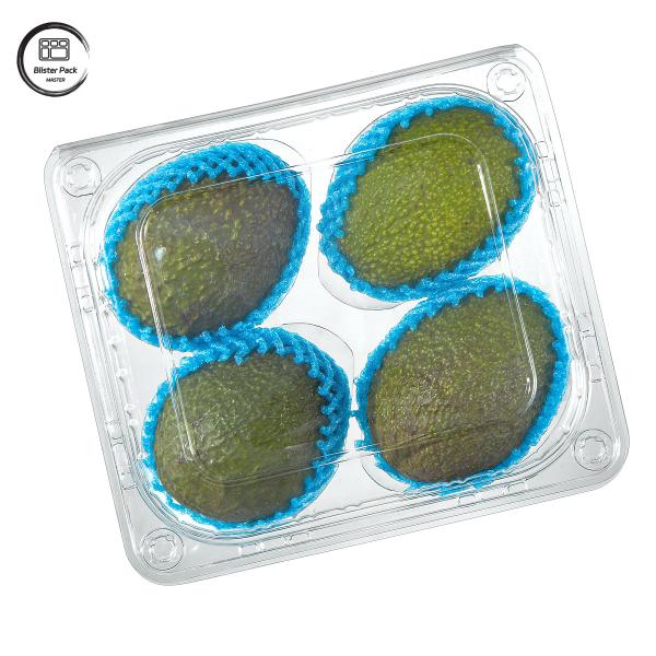 Cheap 4 Piece Avocado Fruit Packaging Containers Disposable Transparent Clamshell Design With Hinges for sale