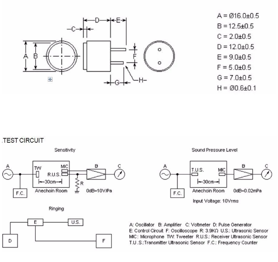 Ultrasonic sensor Ultrasonic piezoelectric ceramic probe 16MM double Angle enclosed sensor 1