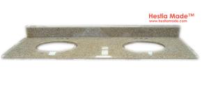 China Countertops - g350 yellow rusty  Granite Kitchen Top Double Sinks - HestiaMade on sale