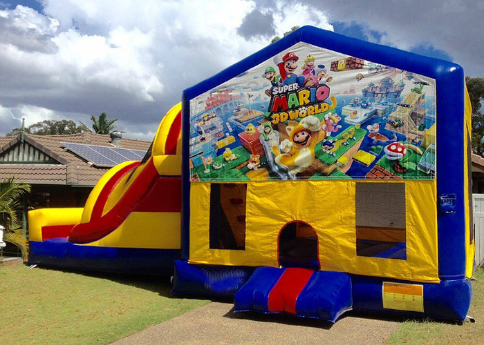 Super Mario 3D World Inflatable Combo, Logo printing Inflatable bouncer slide combo
