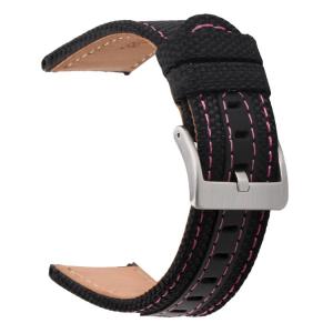 China Nylon Oxford Waterproof Leather Watch Strap Bands 24mm Adjustable Two Piece on sale
