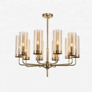 Best Bar New Glass Pendant Lamp Smoke Chrome Copper Amber Glass Cup Chandelier wholesale