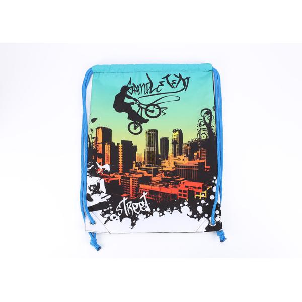 Sublimation Printed Pull String Bag , Gym Custom Size String Sports Bag