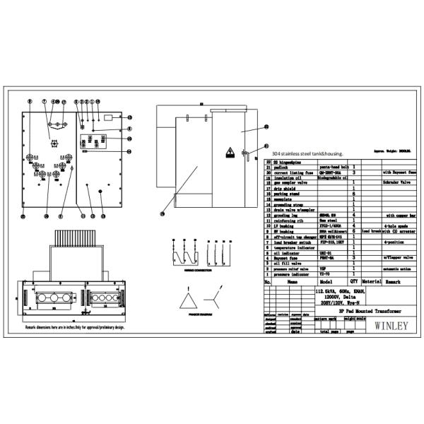 112.5kva Three Phase Pad Mounted Transformer Electrical Transformers 12000V To 208V Meet Doe 2016 ANSI CSA Standards