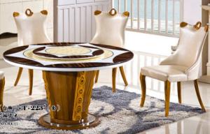 China 8 persons round marble table with Lazy Susan dining room furniture on sale