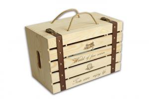 Best Engraved Personalised Paulownia Wood Wine Box Hinged Lid For 6 Wine Bottles wholesale